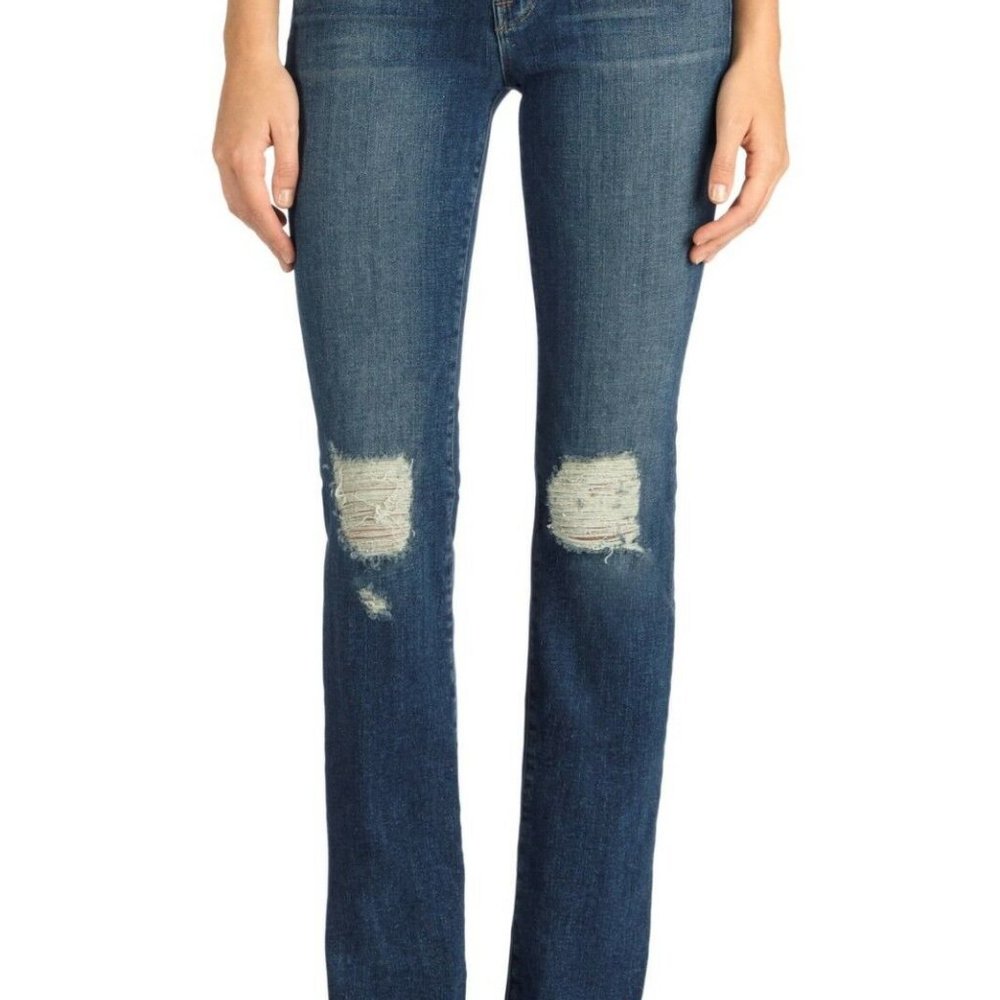 J Brand Mid Rise Shredded Bootcut in Breathless
